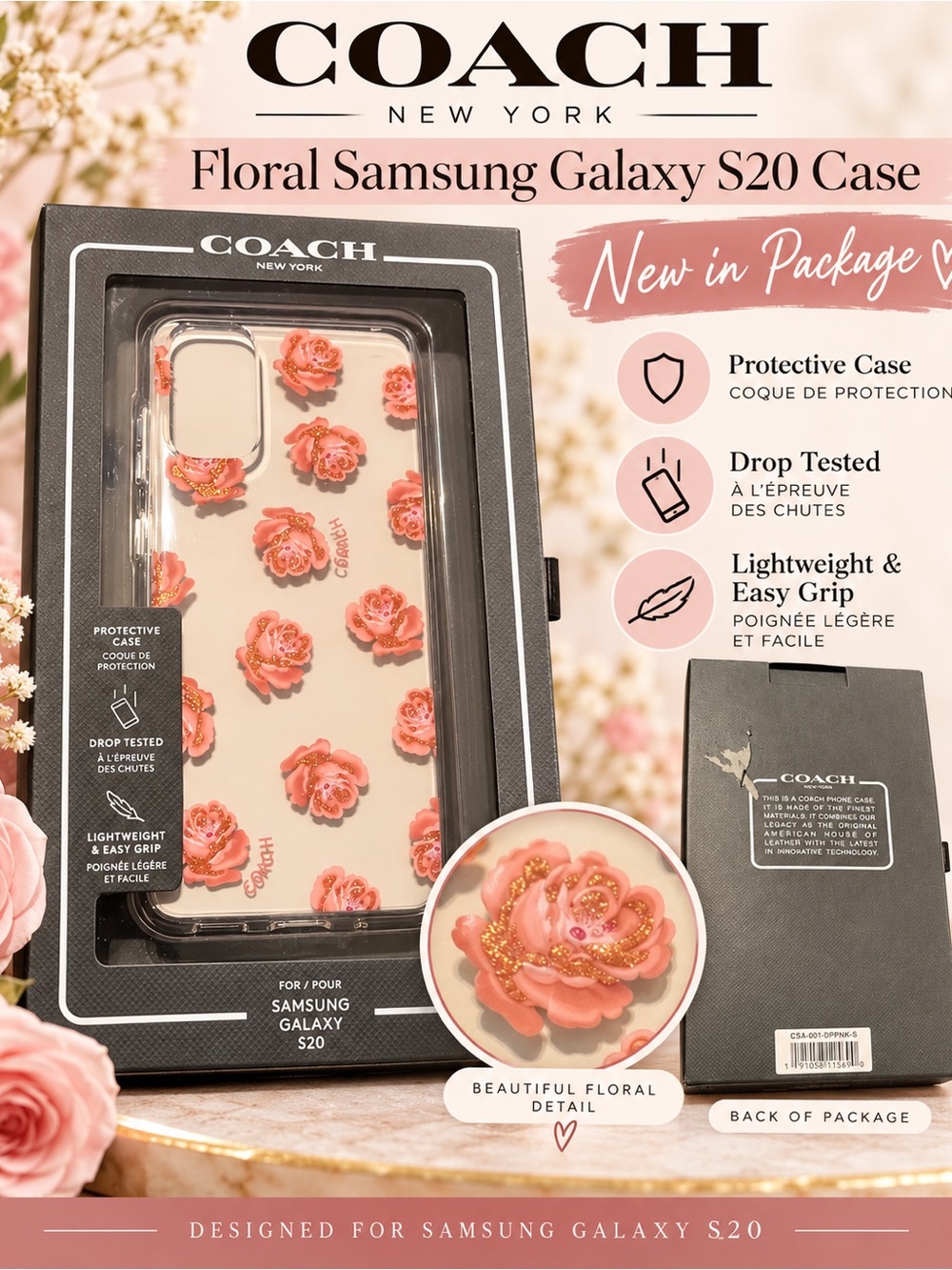 COACH Pink Floral Samsung Galaxy S20 Case